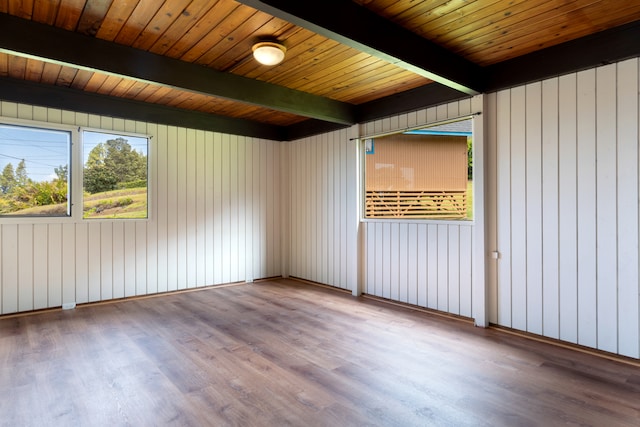 64-660 Puu Olu Pl, Kamuela, HI 96743 - unfurnished room featuring plenty of natural light, wood finished floors, and beamed ceiling