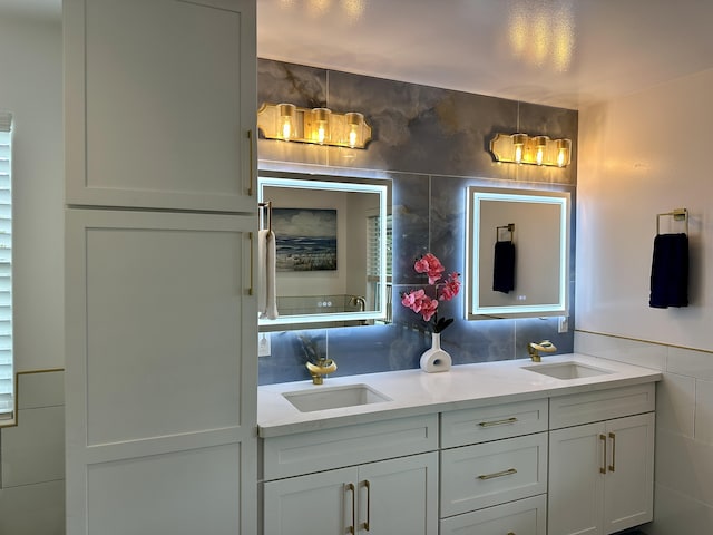 64-5304 Puu Nani Dr, Kamuela, HI 96743 - full bath with tile walls and double vanity