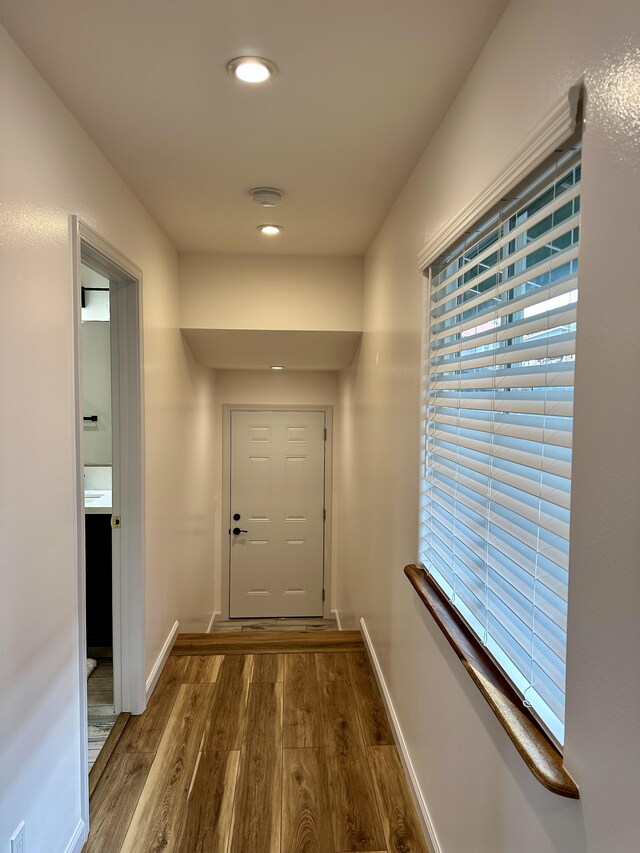64-5304 Puu Nani Dr, Kamuela, HI 96743 - corridor featuring dark wood-style flooring and recessed lighting