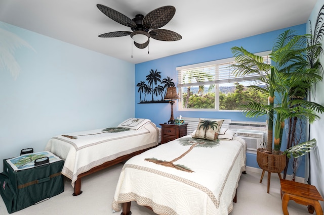 75-6009 Alii Dr Unit K22, Kailua-Kona, HI 96740 - carpeted bedroom featuring ceiling fan and an AC wall unit