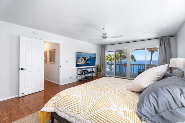 36-2333 Old Mamalahoa Hwy, Laupahoehoe, HI 96764 - bedroom with access to exterior, baseboards, and ceiling fan