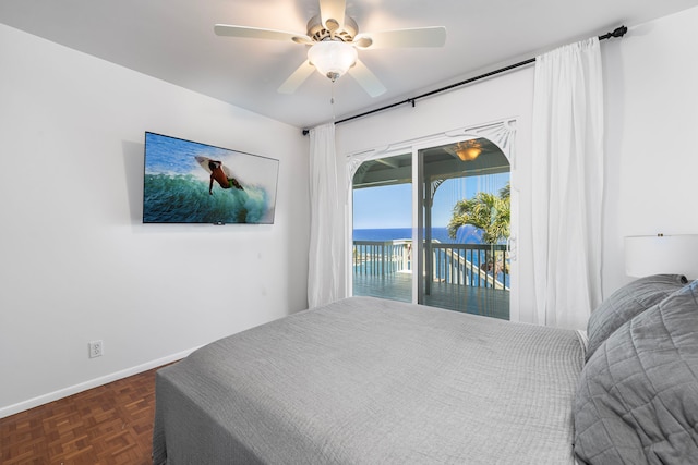 36-2333 Old Mamalahoa Hwy, Laupahoehoe, HI 96764 - bedroom with access to exterior, baseboards, and a ceiling fan