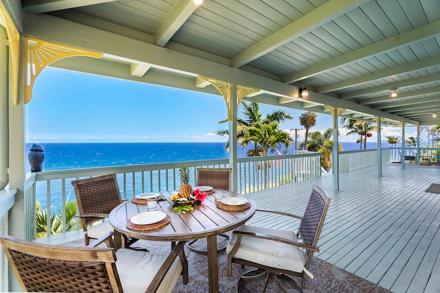 36-2333 Old Mamalahoa Hwy, Laupahoehoe, HI 96764 - wooden terrace with a water view and outdoor dining space