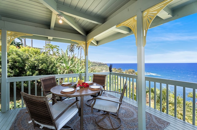 36-2333 Old Mamalahoa Hwy, Laupahoehoe, HI 96764 - wooden deck featuring a water view and outdoor dining space