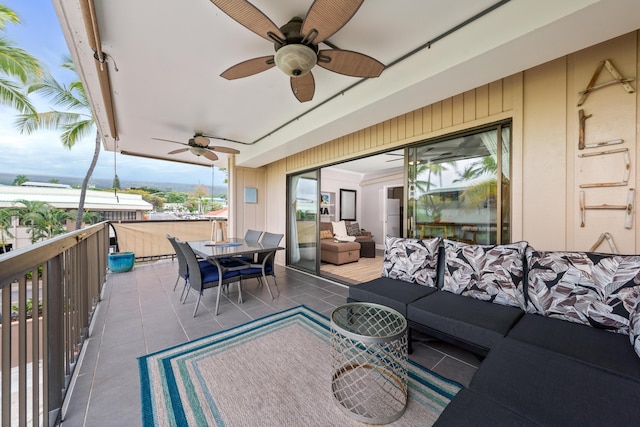 75-5719 Alii Dr Unit 321, Kailua-Kona, HI 96740 - view of patio featuring ceiling fan, an outdoor living space, and outdoor dining area