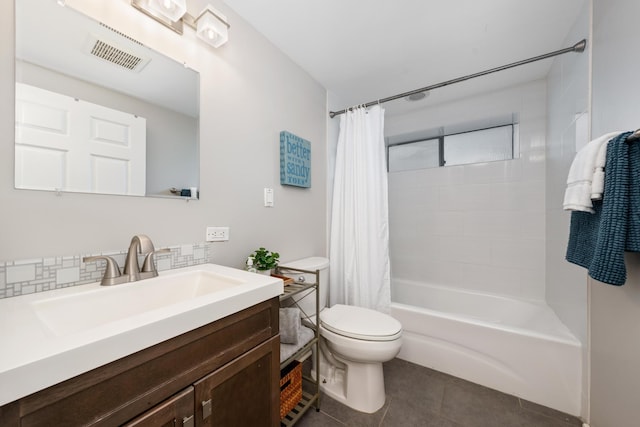 75-5719 Alii Dr Unit 321, Kailua-Kona, HI 96740 - bathroom featuring tile patterned floors, vanity, shower / bath combo, and tasteful backsplash