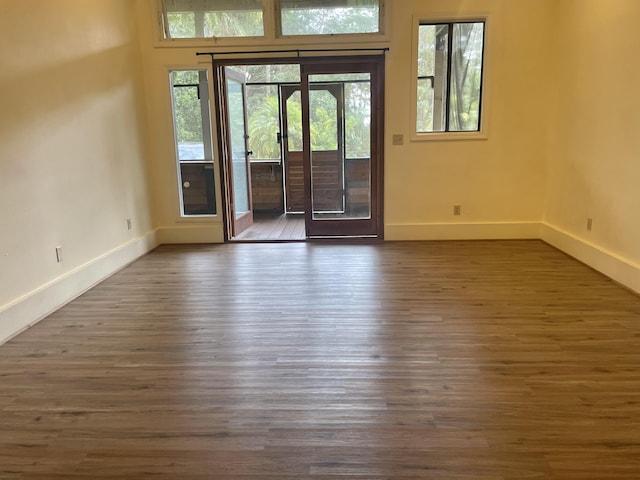 1370 Honoohala Pl, Kapaa, HI 96746 - foyer with plenty of natural light, baseboards, and dark wood-style floors