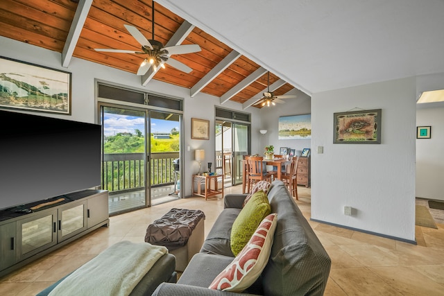 4460 Ikena Pl Unit 54, Kalaheo, HI 96741 - living room with ceiling fan, light tile patterned floors, and wood ceiling