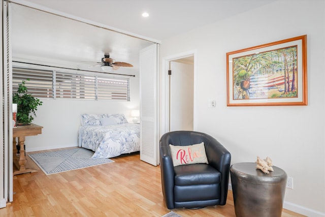 75-5873 Walua Rd Unit 312, Kailua-Kona, HI 96740 - bedroom with light wood-style floors, recessed lighting, and a ceiling fan