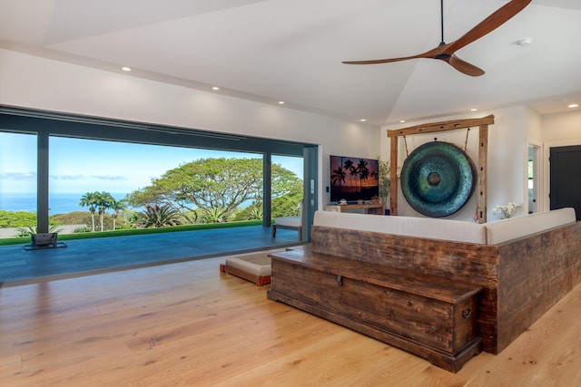 75-650 Halewili Pl, Kailua-Kona, HI 96725 - living area with a ceiling fan, recessed lighting, and wood finished floors
