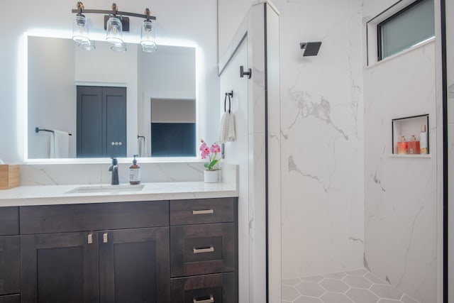 75-650 Halewili Pl, Kailua-Kona, HI 96725 - bathroom featuring vanity and a marble finish shower