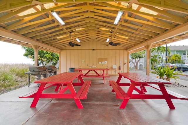 73-1102 Nuuanu Pl Unit F203, Kailua-Kona, HI 96740 - view of patio / terrace featuring outdoor dining area, a ceiling fan, and grilling area