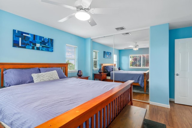 75-650 Mea Lanakila St, Kailua-Kona, HI 96740 - bedroom featuring wood finished floors, a ceiling fan, and a closet