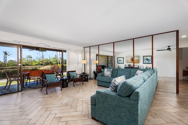 78-7070 Alii Dr Unit E103, Kailua-Kona, HI 96740 - living room featuring a ceiling fan and recessed lighting