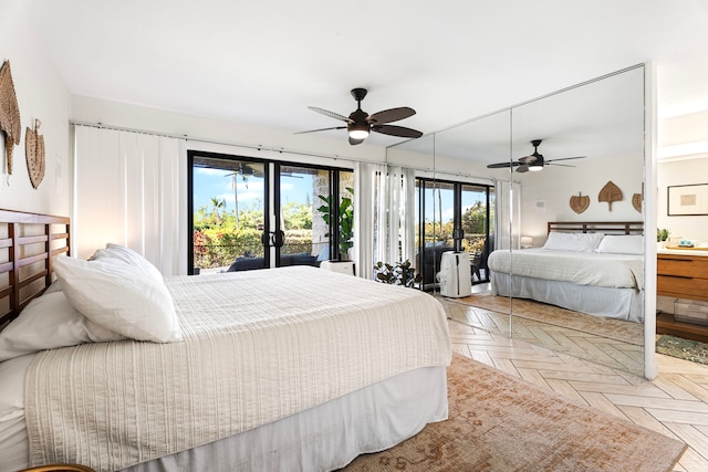 78-7070 Alii Dr Unit E103, Kailua-Kona, HI 96740 - bedroom with access to outside and a ceiling fan
