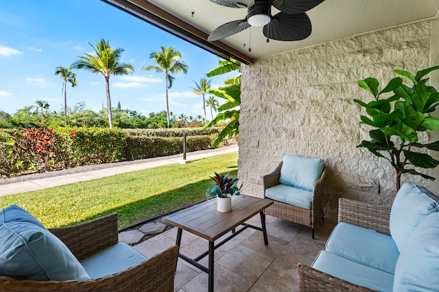 78-7070 Alii Dr Unit E103, Kailua-Kona, HI 96740 - view of patio featuring ceiling fan and outdoor lounge area