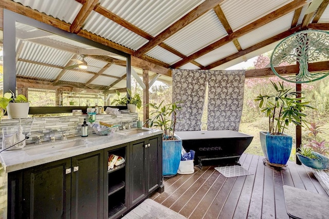 13-1312 Malama St, Pahoa, HI 96778 - wooden deck featuring a gazebo and an outdoor kitchen