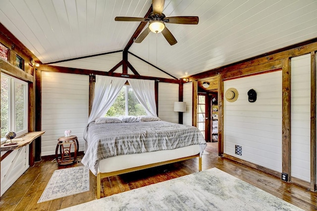 13-1312 Malama St, Pahoa, HI 96778 - bedroom featuring hardwood / wood-style floors, wood walls, vaulted ceiling, and wood ceiling