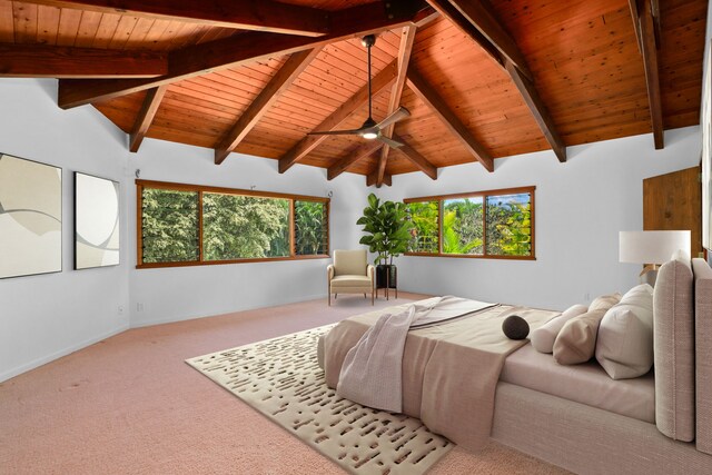 4675 Wailapa Rd, Kilauea, HI 96754 - carpeted bedroom with wood ceiling and baseboards