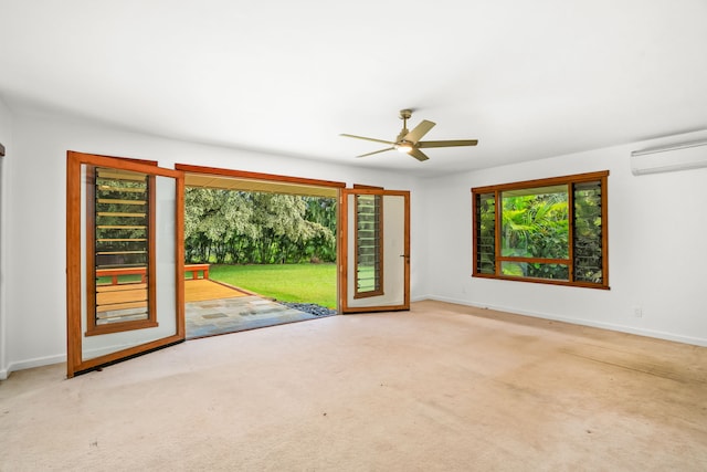 4675 Wailapa Rd, Kilauea, HI 96754 - unfurnished room with a wall mounted air conditioner, a ceiling fan, and carpet