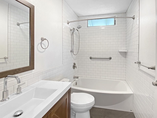 76-6323 Mahuahua Pl, Kailua-Kona, HI 96740 - bathroom with vanity, shower / bath combination, tile walls, and tile patterned flooring