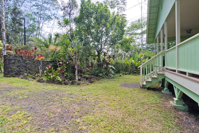 14-3385 Paradise Rd, Pahoa, HI 96778 - view of green lawn featuring stairs