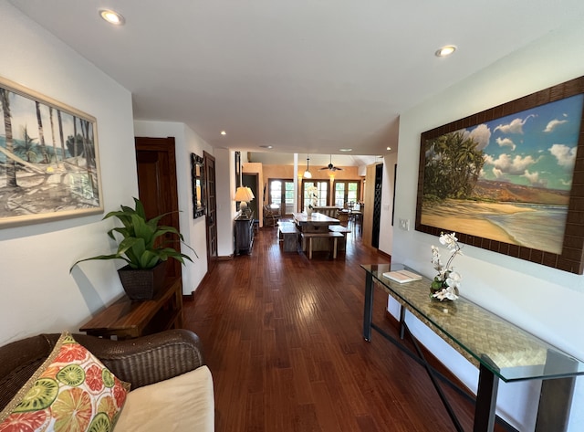 4892 Pepelani Lp, Princeville, HI 96722 - hall featuring recessed lighting and dark wood-style floors