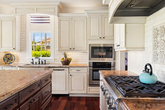 2758 Milo Hae Lp, Koloa, HI 96756 - kitchen featuring stainless steel appliances, premium range hood, and backsplash
