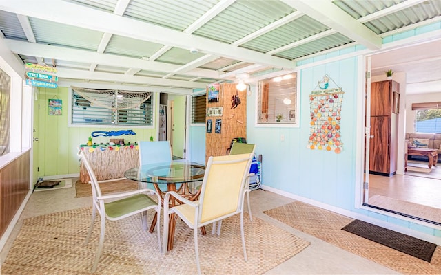 15-429 Anae St, Pahoa, HI 96778 - dining space with baseboards and wooden walls