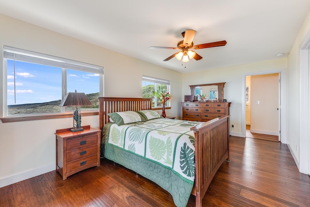 88-1965 Milolii Rd, Captain Cook, HI 96704 - bedroom with dark wood-style flooring and a ceiling fan