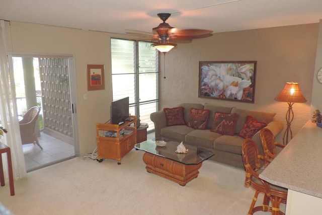 75-6016 Alii Dr Unit 219, Kailua-Kona, HI 96740 - living area featuring ceiling fan and carpet flooring