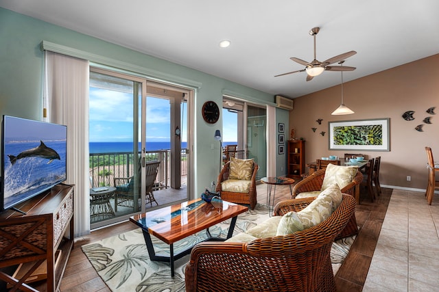 75-346 Hualalai Rd Unit B303, Kailua-Kona, HI 96740 - living area with a ceiling fan, wood finished floors, and recessed lighting