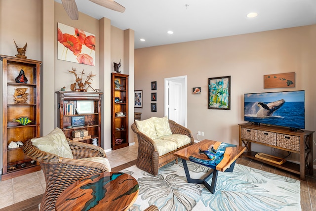 75-346 Hualalai Rd Unit B303, Kailua-Kona, HI 96740 - living area featuring recessed lighting and a ceiling fan