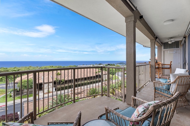 75-346 Hualalai Rd Unit B303, Kailua-Kona, HI 96740 - balcony featuring a water view and a ceiling fan