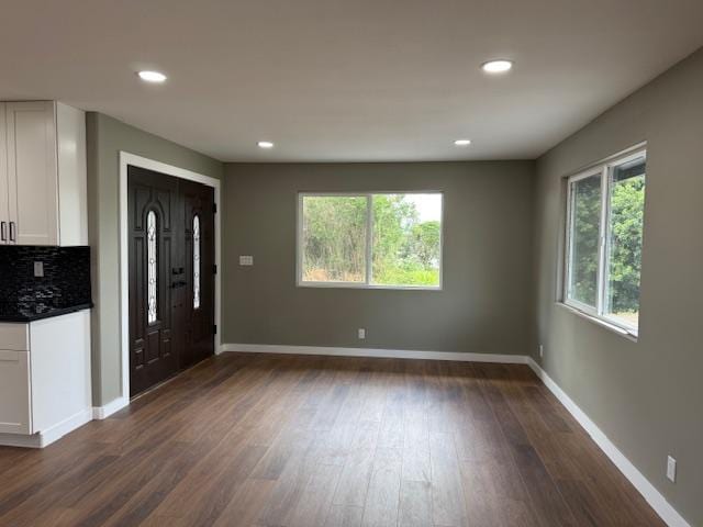 144 Chong St, Hilo, HI 96720 - foyer entrance with healthy amount of natural light, dark wood finished floors, and recessed lighting