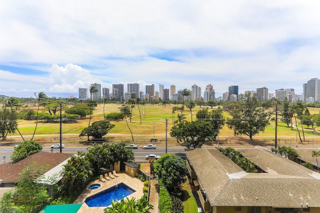 2916 Date St Unit 6F, Honolulu, HI 96816 - aerial view of city skyline and a pool