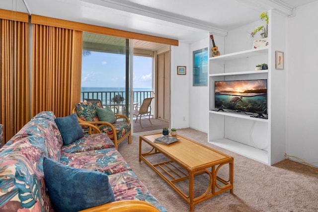 75-5870 Kahakai Rd Unit 308, Kailua-Kona, HI 96740 - living area with carpet floors and beamed ceiling