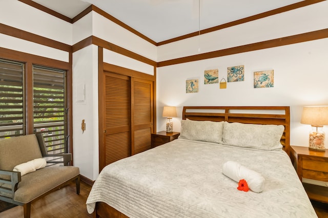 2253 Poipu Rd Unit 42, Koloa, HI 96756 - bedroom with a closet and dark wood-type flooring