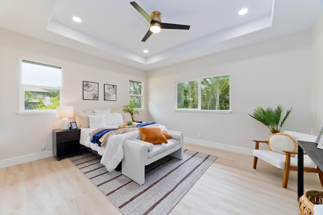 15-1955 Beach Rd, Keaau, HI 96749 - bedroom with light wood finished floors, recessed lighting, a raised ceiling, and ceiling fan