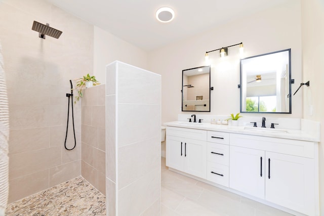 15-1955 Beach Rd, Keaau, HI 96749 - bathroom featuring a walk in shower, double vanity, and tile patterned flooring