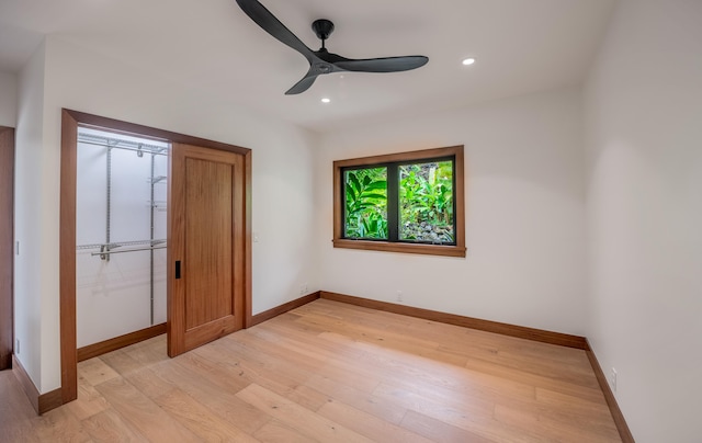 76-718-A Hualalai Rd, Kailua-Kona, HI 96740 - unfurnished bedroom with light wood-type flooring, a closet, recessed lighting, and ceiling fan