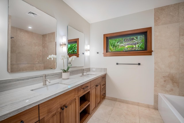 76-718-A Hualalai Rd, Kailua-Kona, HI 96740 - bathroom with double vanity, a tub to relax in, and tile patterned flooring