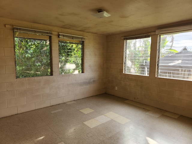 15-1724 22nd Ave, Keaau, HI 96749 - spare room with tile patterned floors and concrete block wall