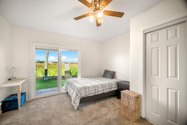 3238 Unahe St, Lihue, HI 96766 - bedroom featuring access to outside, carpet flooring, and ceiling fan