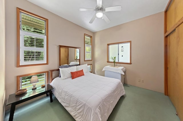 1436 Maikalani St, Hilo, HI 96720 - bedroom with ceiling fan and carpet