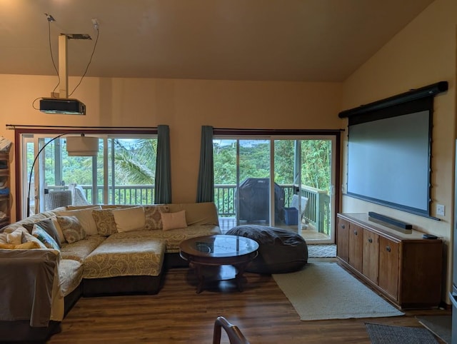 5565-D Hauiki Rd, Kapaa, HI 96746 - living area with wood finished floors and lofted ceiling