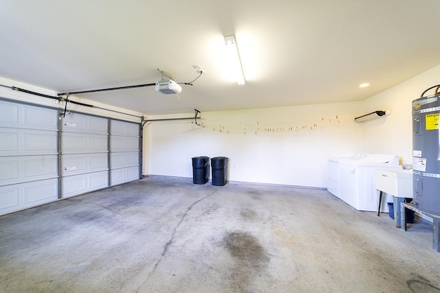 321 Noelani Loop, Hilo, HI 96720 - garage with independent washer and dryer, a garage door opener, and strapped water heater
