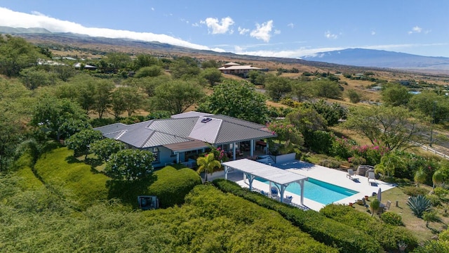 59-380 Olomana Rd, Kamuela, HI 96743 - aerial view of property and surrounding area with a mountain backdrop and a pool