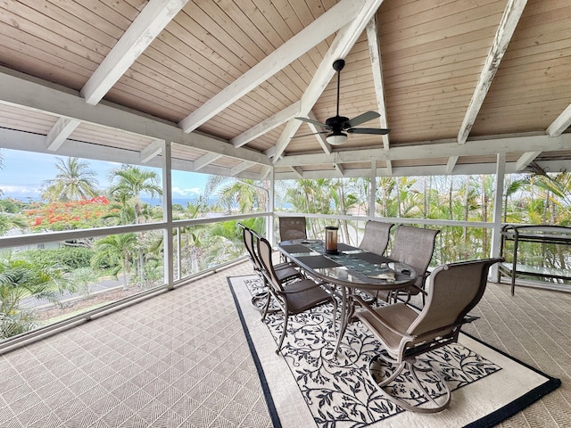 73-1259 Melomelo St, Kailua-Kona, HI 96740 - sunroom / solarium with ceiling fan, outdoor dining area, and healthy amount of natural light