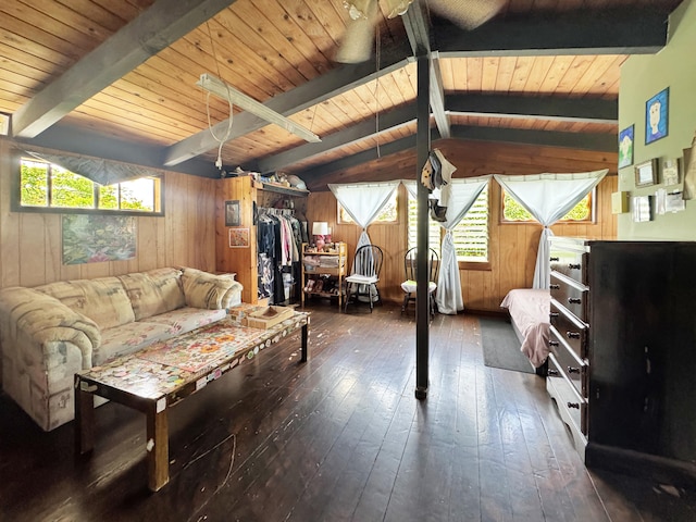 15-1414 18th Ave, Keaau, HI 96749 - living area with wood walls, hardwood / wood-style floors, plenty of natural light, and wood ceiling
